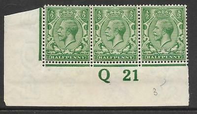 N14(7) ½d Deep Bright Green Control Q 21 imperf MOUNTED MINT