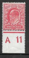 Sg 272 M6(1) 1d Rose Red Control A 11 perf single UNMOUNTED MINT MNH