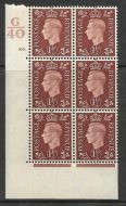 1937 1½d Brown Dark colours G40 165 Dot perf 5(E I) block 6 UNMOUNTED MINT MNH
