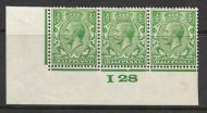 ½d Green Block Cypher Control I28 imperf MOUNTED MINT