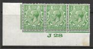 ½d Green Block Cypher Control J28 imperf MOUNTED MINT MM