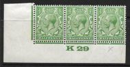 ½d Green Block Cypher Control K29 imperf MOUNTED MINT