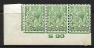 ½d Green Block Cypher Control S33 imperf MOUNTED MINT