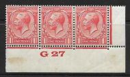 1d Scarlet Block Cypher Control G27 imperf MOUNTED MINT