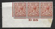 1½d Brown Block Cypher Control D25 imperf MOUNTED MINT