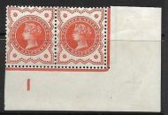 ½d Vermilion Control I Imperf pair MOUNTED MINT in margin