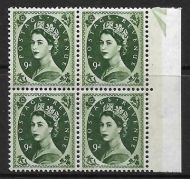 S128c 9d Wilding phosphor variety - Frame Break UNMOUNTED MINT