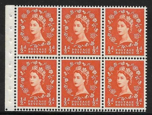 SB4a ½d x 6 Wilding booklet pane perf type Ie Bottom UNMOUNTED MNT