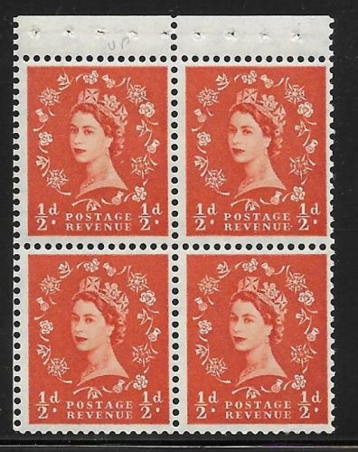 SB5 ½d x 4 Wilding booklet pane perf type P UNMOUNTED MNT