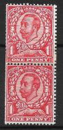 Sg 341 N11 1d Scarlet Downey Head Coil Join MOUNTED MINT to top stamp