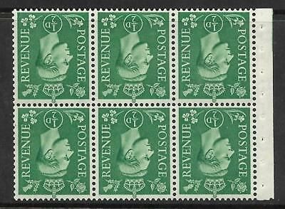 QB4a perf type Ie Top - ½d Pale Green Booklet pane UNMOUNTED MINT