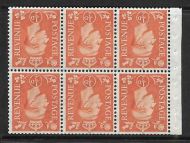 QB7a perf type Ie (bottom) - ½d Pale Orange Booklet pane UNMOUNTED MINT