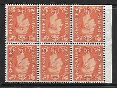 QB7a perf type Ie (bottom) - ½d Pale Orange Booklet pane UNMOUNTED MINT