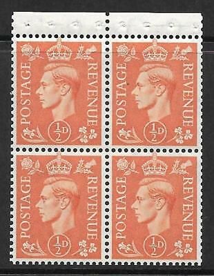 QB8 perf type P - ½d Pale Orange Booklet pane UNMOUNTED MINT MNH