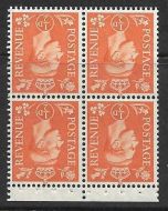 QB8b perf type P - ½d Pale Orange Booklet pane UNMOUNTED MINT MNH