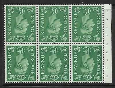 QB26a perf type Ie Bottom -1½d Pale Green Booklet pane UNMOUNTED MINT MNH