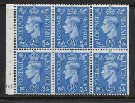 QB33 Cyl J61 Dot 2½d Light Ultramarine booklet pane Perf B6(Ie) UNMOUNTED MNT