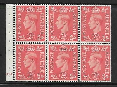 QB34 2½d Pale Scarlet Booklet pane perf I Cyl J69 Dot UNMOUNTED MNT