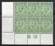 Sg 338 ½d Green Downey Head control B12(c) perf 2A UNMOUNTED MINT/MNH