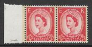Sg 606a S60a 2½d Wilding Phos graphite Narrow Band Left pair UNMOUNTED MINT