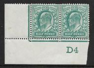 ½d Blue-Green Control D4 perf type V2a Plate 27 Co-Ex Rule MOUNTED MINT