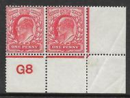 1d Scarlet Control G8 perf perf type V2 plate 46 UNMOUNTED MINT