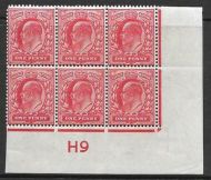 Spec M5n Variety 1d Scarlet Control H9 imperf plate 50b UNMOUNTED MINT