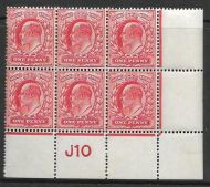 1d Scarlet Control J10 perf perf type V2 plate 63a UNMOUNTED MINT