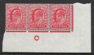 1d Scarlet Control C Imperf Perf type H1 Co-Ex Rule plate 30 MOUNTED MINT