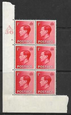 1d Edward VIII A36 Cylinder Block - 5 Dot UNMOUNTED MINT