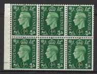 QB1 perf type B4A(I) cylinder E10 Dot - ½d Green Booklet pane UNMOUNTED MINT MNH