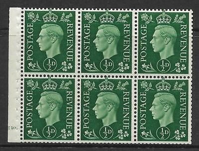 QB1 perf type B4A(I) cylinder E10 Dot - ½d Green Booklet pane UNMOUNTED MINT MNH