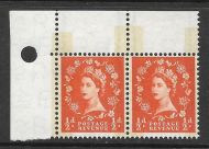Sg 599a S8a ½d Wilding Phos graphite Narrow Band Left margin pair UNMOUNTED MINT