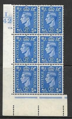 1937 2½d Blue L42 104 Dot perf 5(E I) block 6 UNMOUNTED MINT MNH
