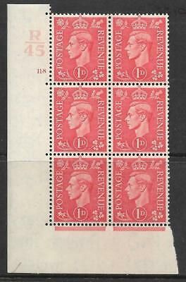1937 1d Red R45 118 No Dot perf 5(E I) block 6 UNMOUNTED MINT MNH