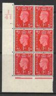 1937 1d Red I41 49 Dot perf 5(E I) block 6 UNMOUNTED MINT MNH