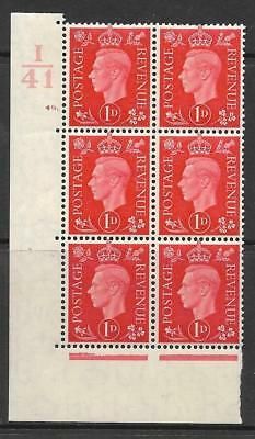 1937 1d Red I41 49 Dot perf 5(E I) block 6 UNMOUNTED MINT MNH