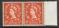 Sg 599a ½d Wilding Phos graphite Narrow Band Right pair UNMOUNTED MINT