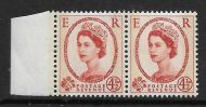 Sg 609a 4½d Wilding Phos graphite Narrow Band Left pair UNMOUNTED MINT