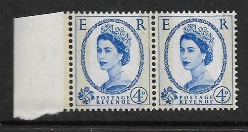 Sg 608a 4d Wilding Phos graphite Narrow Band Left pair UNMOUNTED MINT