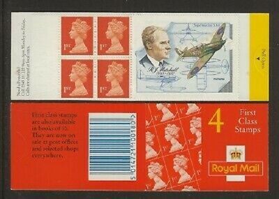 HB9 1995 R J Mitchell Spitfire 4 x 1st Class Barcode Booklet - No Cylinder