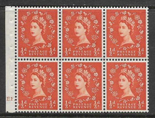 SB1 ½d Wilding Cyl E1 Dot pane perf type Ie bottom UNMOUNTED MNT MNH