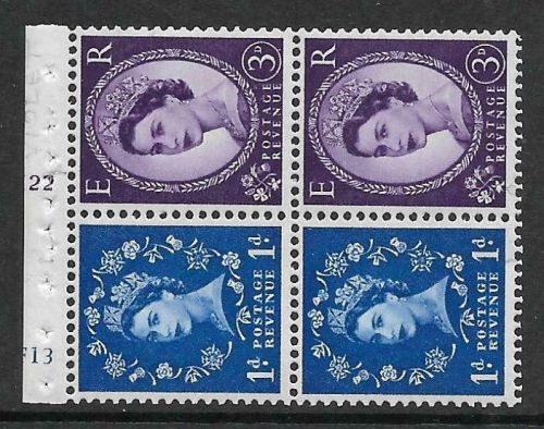 SB50 Wilding booklet pane Crown Left Cyl F13 K22 perf type I UNMOUNTED MNT MNH