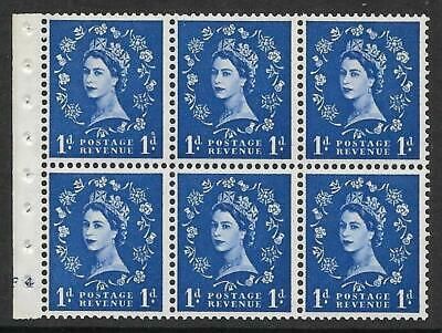 SB26 1d Wilding booklet pane perf I Cylinder F4 No Dot good perfs UNMOUNTED MNT