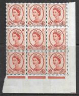 S98c 4½d Wilding Phosphor with Phantom Frame Block of 9 UNMOUNTED MINT