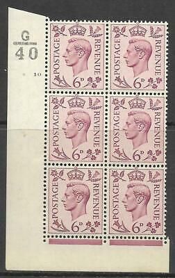 1939 6d Purple Dark colours G40 10 No Dot perf 2(I E) block 6 UNMOUNTED MINT