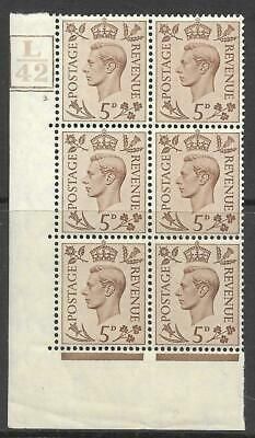 5d Brown Dark colours L42 5 Bar 3 Dot perf 5(E I) block 6 UNMOUNTED MINT MNH