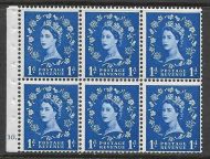 SB31 1d Wilding booklet pane perf type I Cyl F10 Dot UNMOUNTED MNT MNH