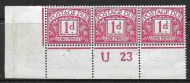 D2 1d Royal Cypher Postage due Control U23 strip of 3 UNMOUNTED MINT MNH