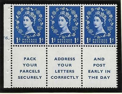 SB25 Wilding booklet pane Tudor perf type Ie Top Cyl F6 No Dot UNMOUNTED MNT